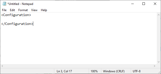 Notepad showing