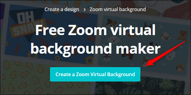 Click Create a Zoom Virtual Background on the Canva website.