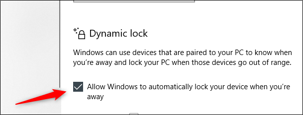 Select the “Allow Windows to Automatically Lock Your Device When You’re Away option.