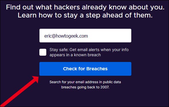Entering an email address for a Firefox Monitor scan