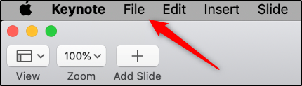 Click File in Keynote.