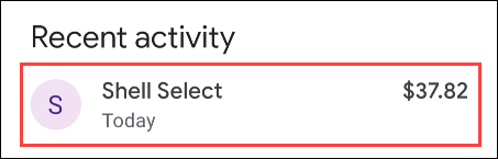 recent activity entry