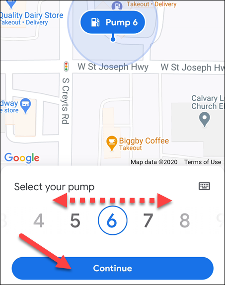 select your pump number and tap continue