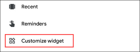 Select Customize Widget.