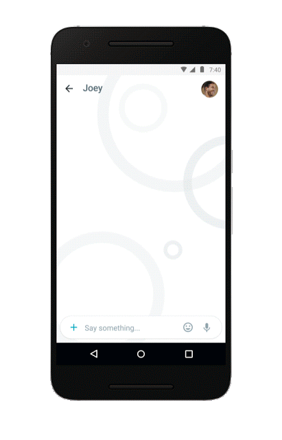 A voice command being sent to Google Assistant in the Allo app on a phone. 