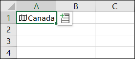 The map icon next to Canada in a cell.