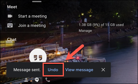 Press Undo to recall a sent Gmail email in the bottom-left of the Gmail web window