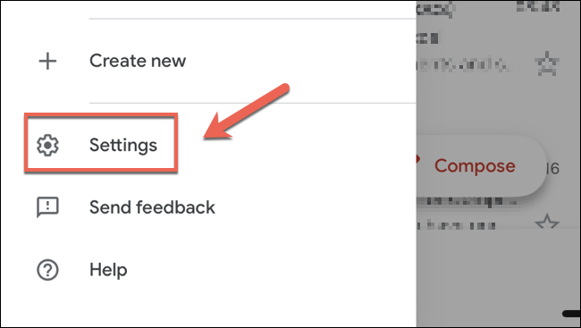 Tap Settings in the Gmail menu panel on iPhone or iPad to access the settings menu.