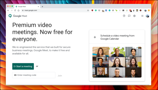 The Google Meet website.