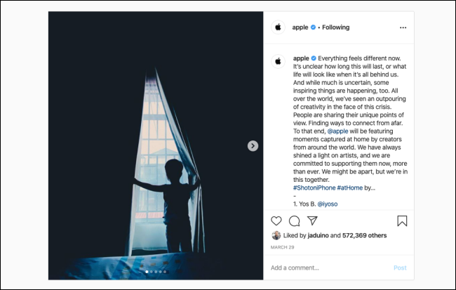 The Instagram photo on a desktop browser.