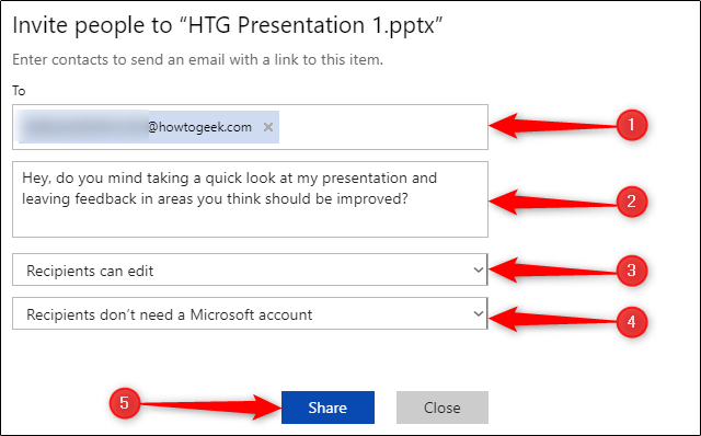 The Invite People to menu in PowerPoint. 