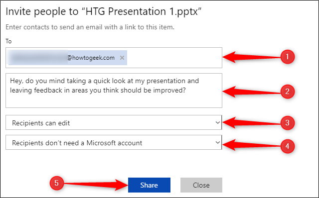 The Invite People to menu in PowerPoint.