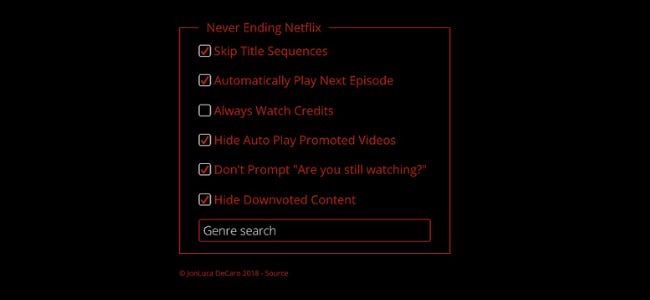 Never Ending Netflix Chrome Extension