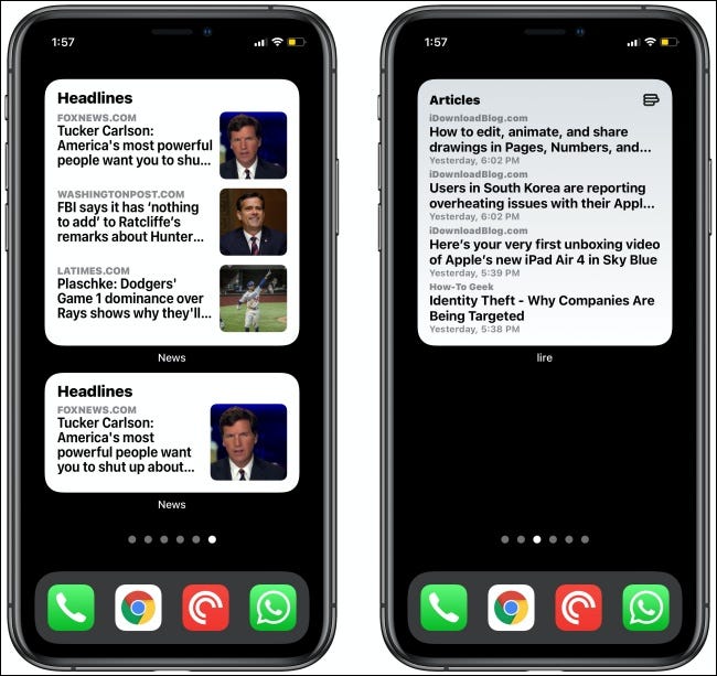 News Widgets on two iPhones.