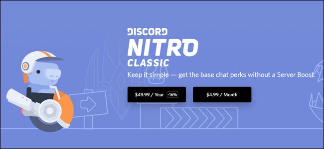 The Discord Nitro Classic Subscription page.