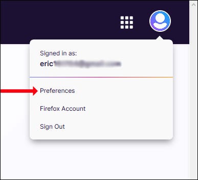 Click Prefrences from the drop down menu