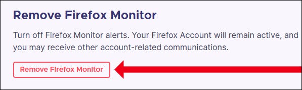 Click Remove Firefox Monitor 