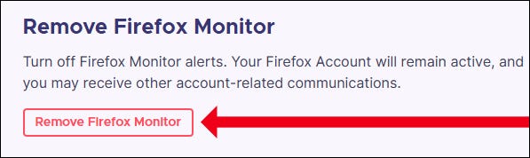 Click Remove Firefox Monitor