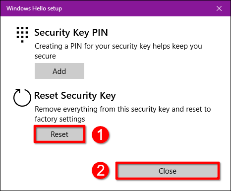Windows 10 Reset Security Key