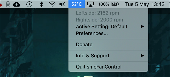 smcFanControl for macOS with Temperature Display