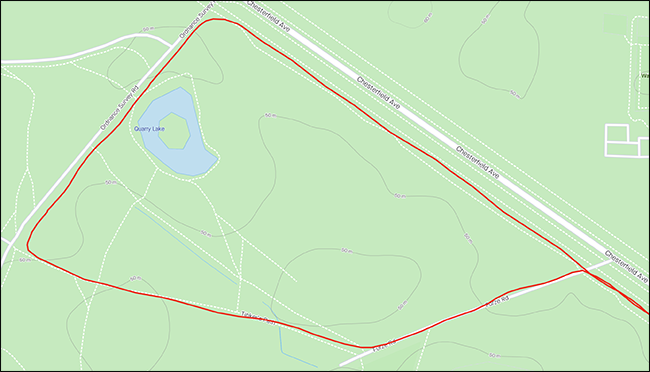 A GPS map showing a circular running route.
