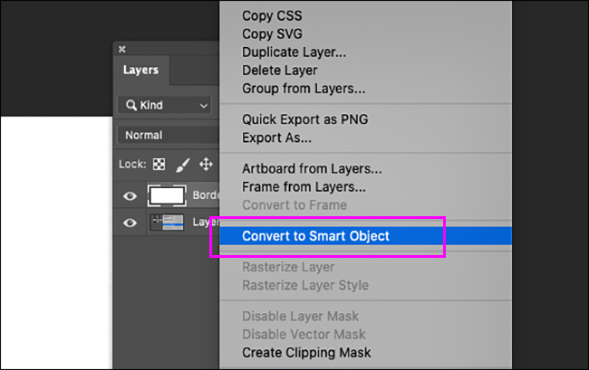 converting a regular layer to a smart object