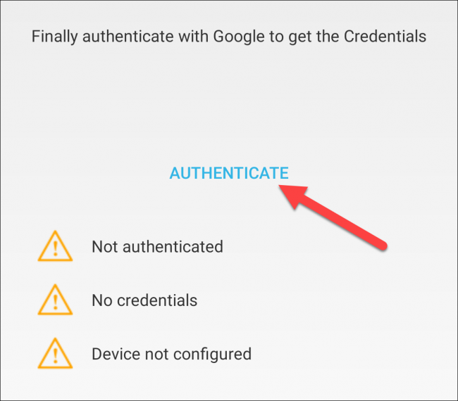 Select Authenticate.