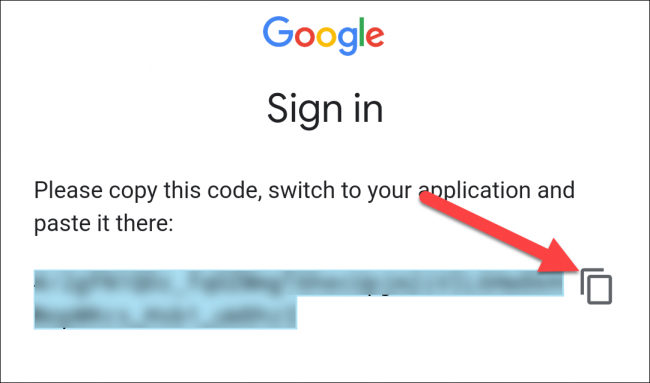 Tap the layered square icon to copy the authentication code.