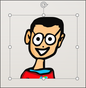 A selected image of a cartoon man in PowerPoint.