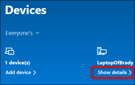 Click Show Details under the device you want to lock.