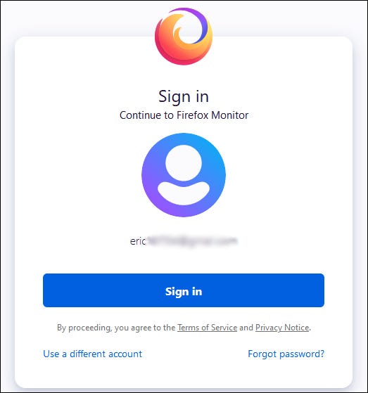 Signing in with a Firefox account