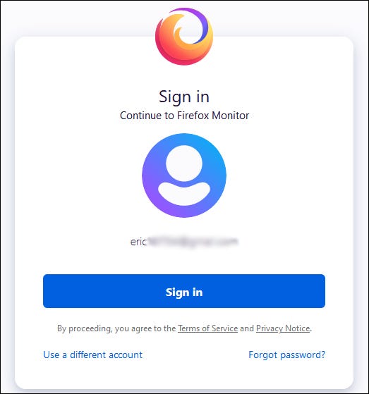 Signing in with a Firefox account