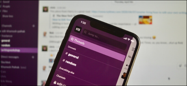 The Slack interface on a smartphone. 