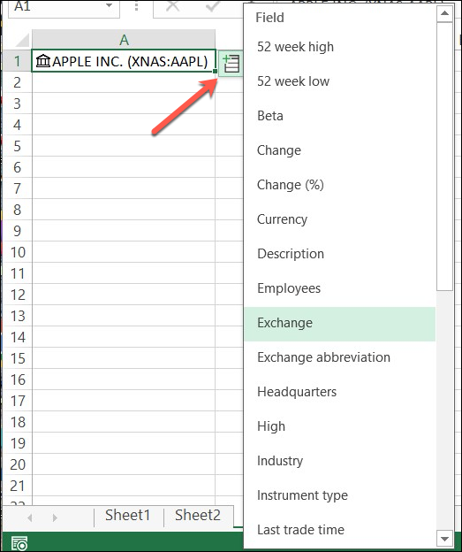 Click Insert Data to View a List