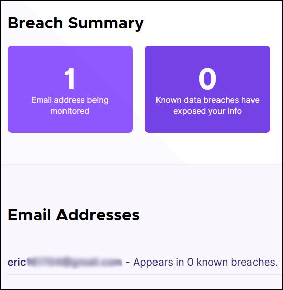 Breach summary page for Firefox Monitor