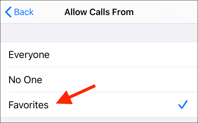 Switch to Favorites to allow calls from your Favorites list