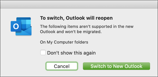 Click the Switch to New Outlook button
