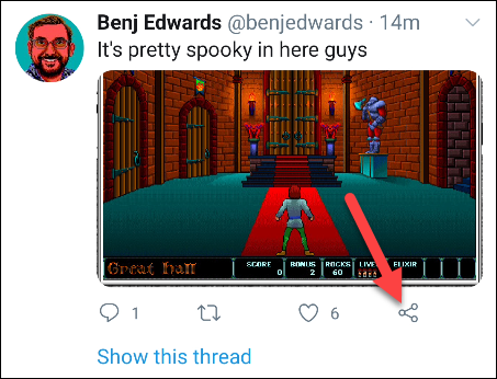 tap the share icon on a tweet