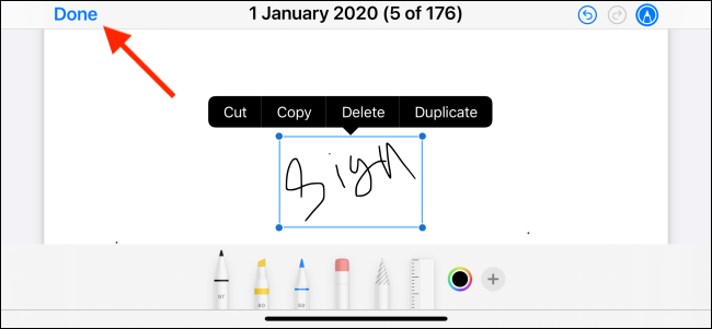Tap Done to Save the Signature