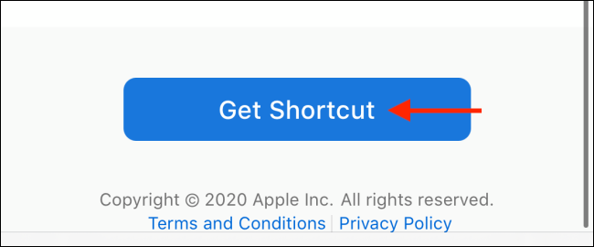 Tap the Get Shortcut button.