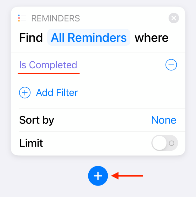 Tap the plus sign to create a new action.