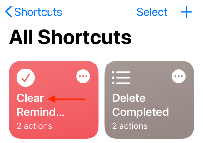 Tap your shortcut in the All Shortcuts menu.