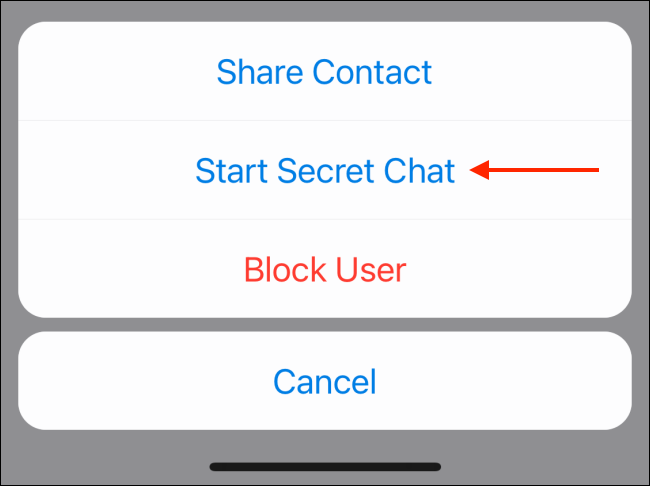 select the Start Secret Chat option