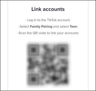 A TikTok QR Code in the Link Accounts section.