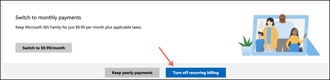 Click Turn Off Recurring Billing