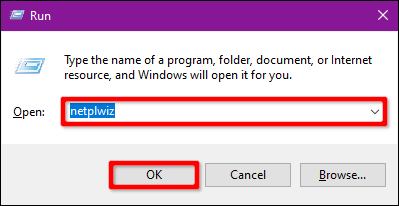 Type netplwiz in Run Command