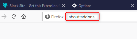 Type about:addons.