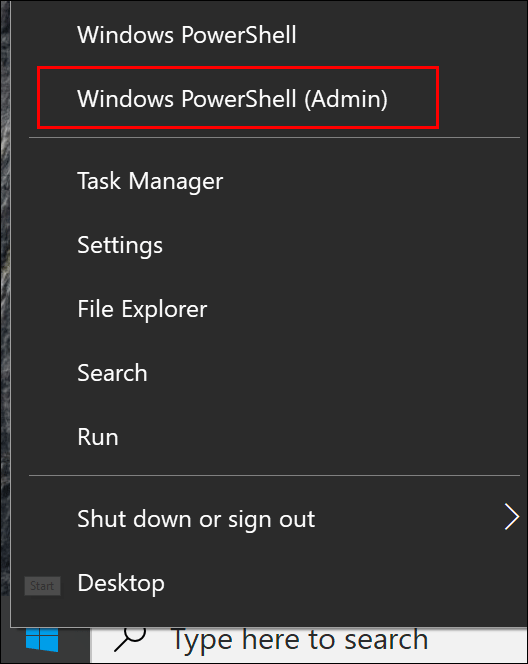 Click Windows PowerShell (Admin).