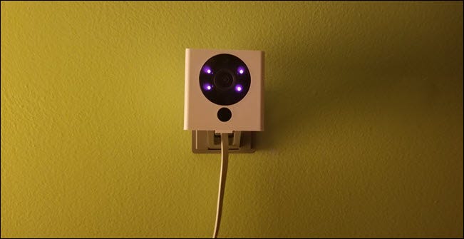 Wyze camera with infrared lights showing.