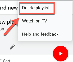 Tap Delete playlist to begin deleting a playlist in the YouTube app